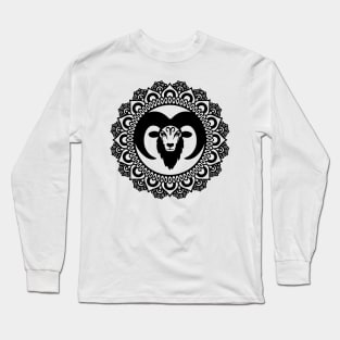 Aries Ram Zodiac Mandala Long Sleeve T-Shirt